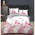 King Size Comforter Set with Large Pink Flamingo Birds Printed on White Background, 6pcs