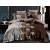 King Size Flower Vines Pearl White & Brown Comforter Set - 6pcs