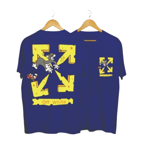 Men's t-shirt in blue with "Tom and Jerry Off White" print