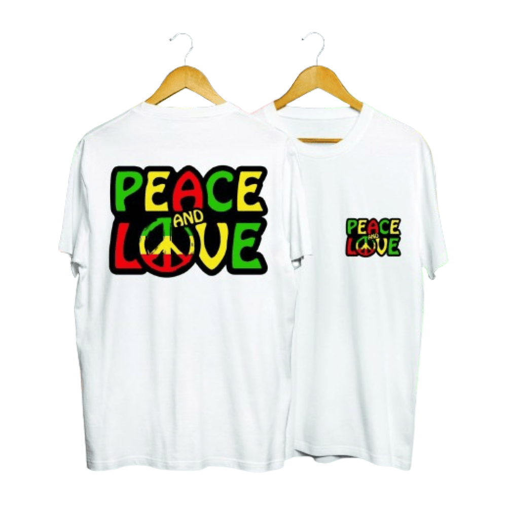 Peace and Love Graphic in White Men's T-Shirt