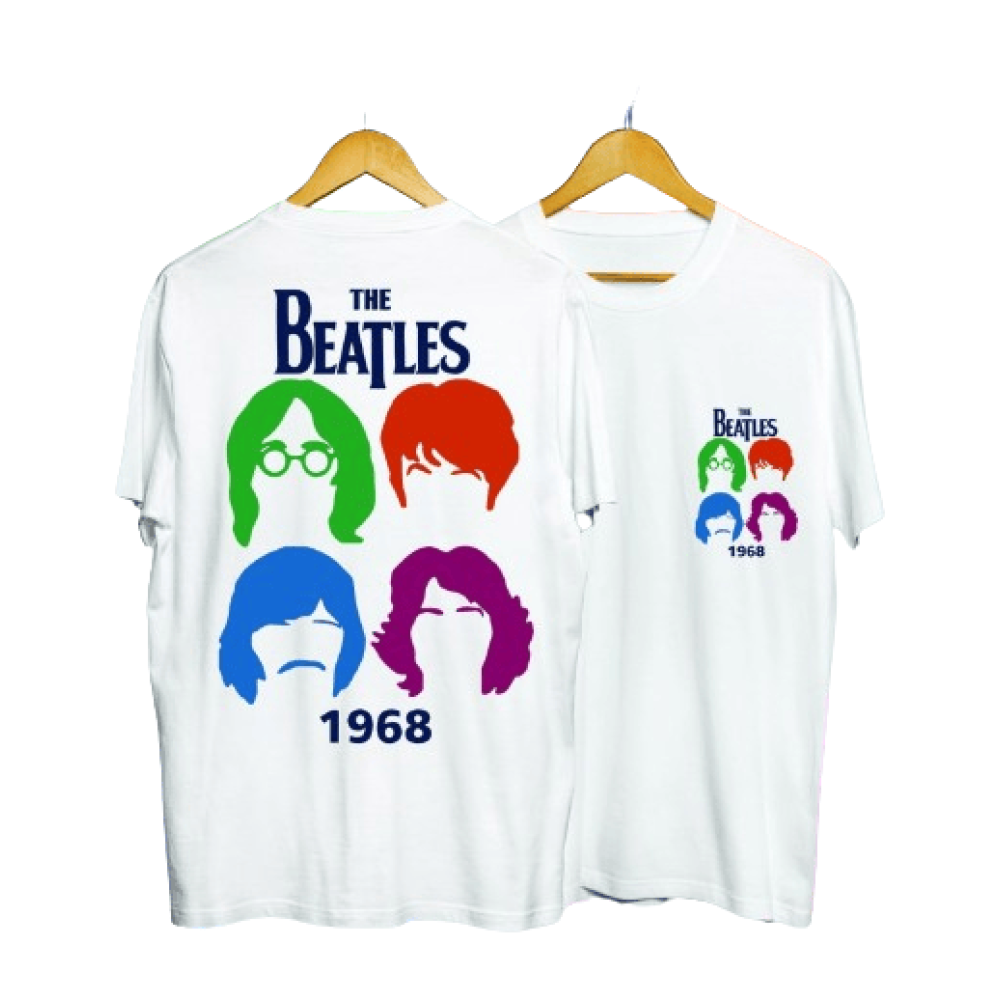 The Beatles Print in White Men's T-Shirt