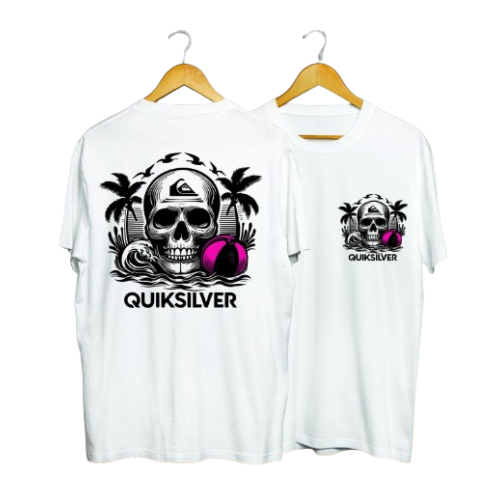 Quicksilver Skull Print in White Men's T-Shirt