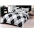 King Size Crossed Dashed Lined Print in White, Black & Gray Background Comforter Set - 6pcs