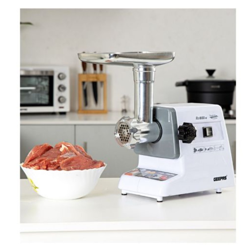 Geepas Meat Grinder with Reverse Function – Powerful Grinding with Stainless Steel Blades