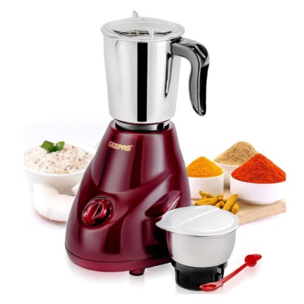 Geepas 2-IN-1 Mixer Grinder – Powerful Blending & Grinding with Stainless Steel Jars