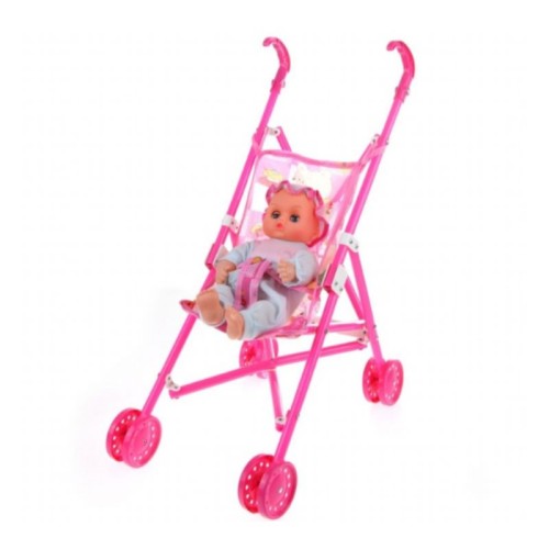 Baby Stroller Toy With Doll Pink