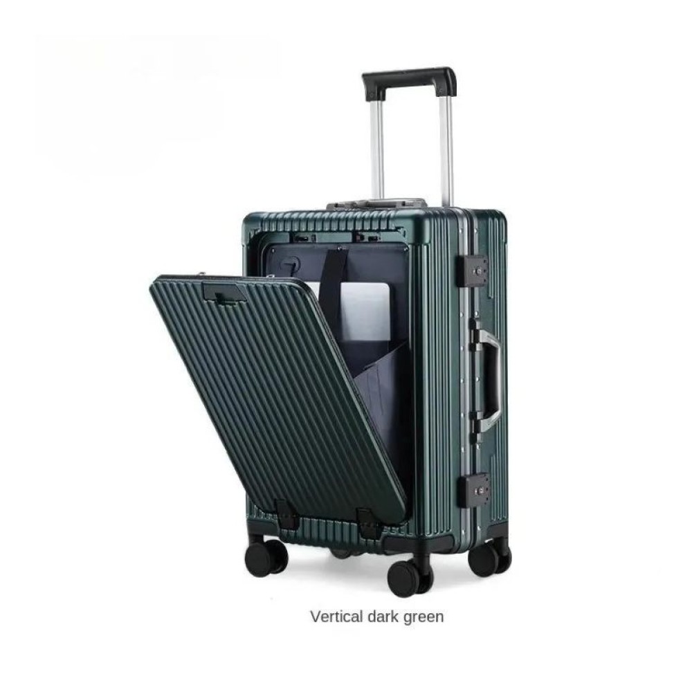 Cabin Size Luggage - Laptop Compatible with Secure Green Aluminum Frame