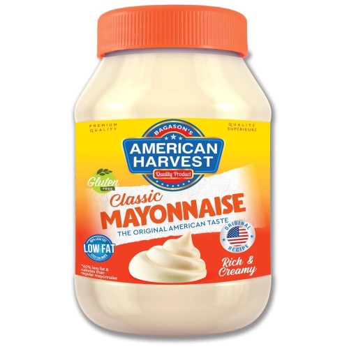 American Harvest Real Mayonnaise 946ml Jar - Rich, Creamy & Low-Fat Spread - 946ml