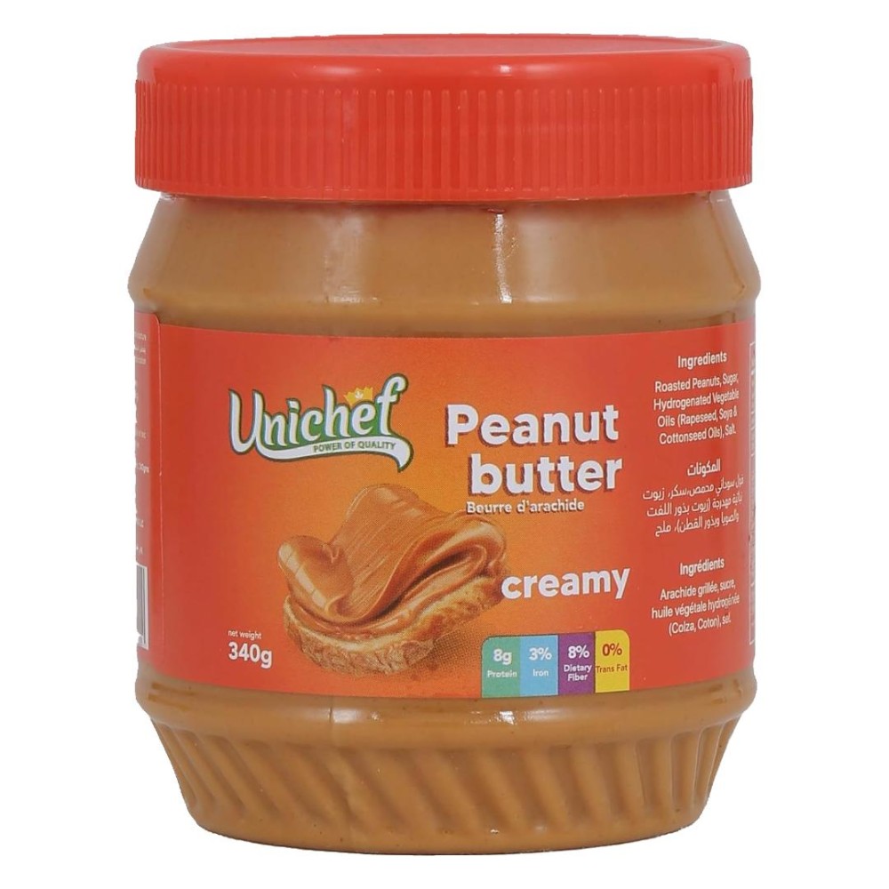 Unichef Creamy Peanut Butter 340g - Protein & Fiber Rich Spread