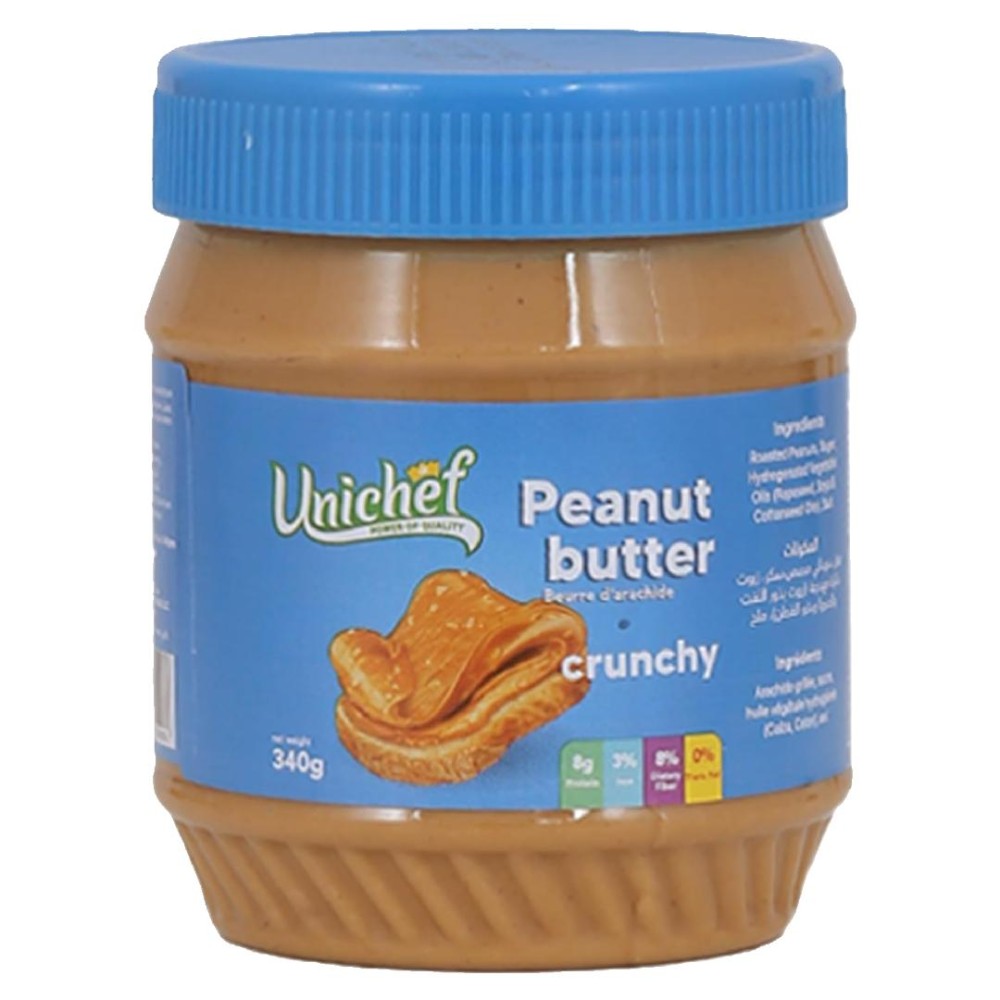 Unichef Crunchy Peanut Butter 340g - Protein & Fiber Packed Spread