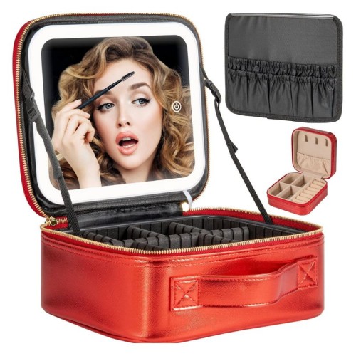 Makeup Travel Train Case with Mirror LED Light