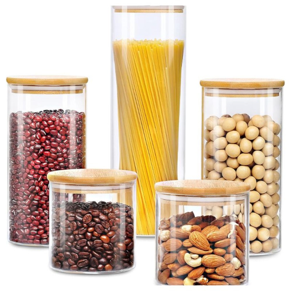 Airtight Glass Food Storage Jars with Bamboo Lids