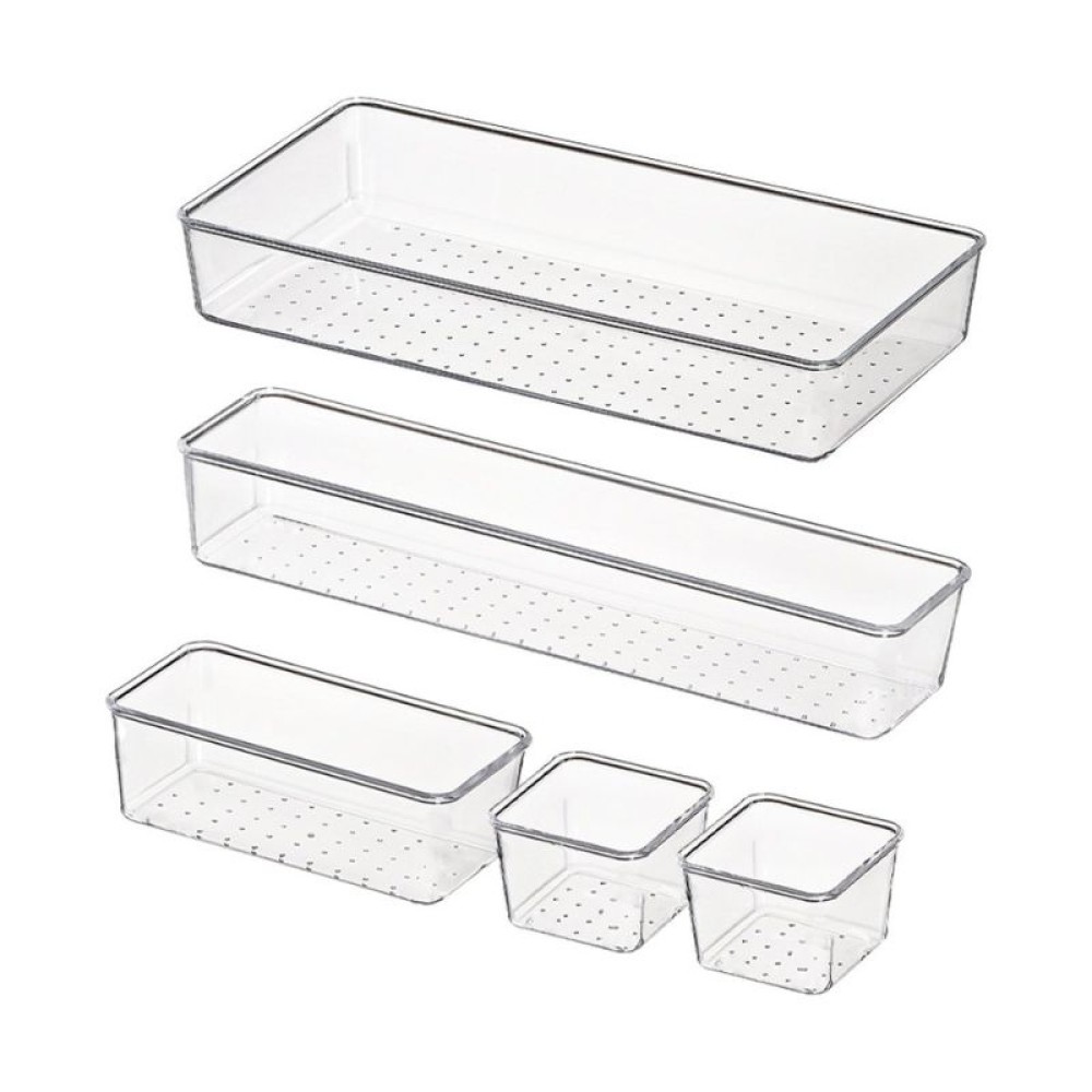 5-Piece Drawer Organizer Set - Multi-purpose Storage Boxes and Trays