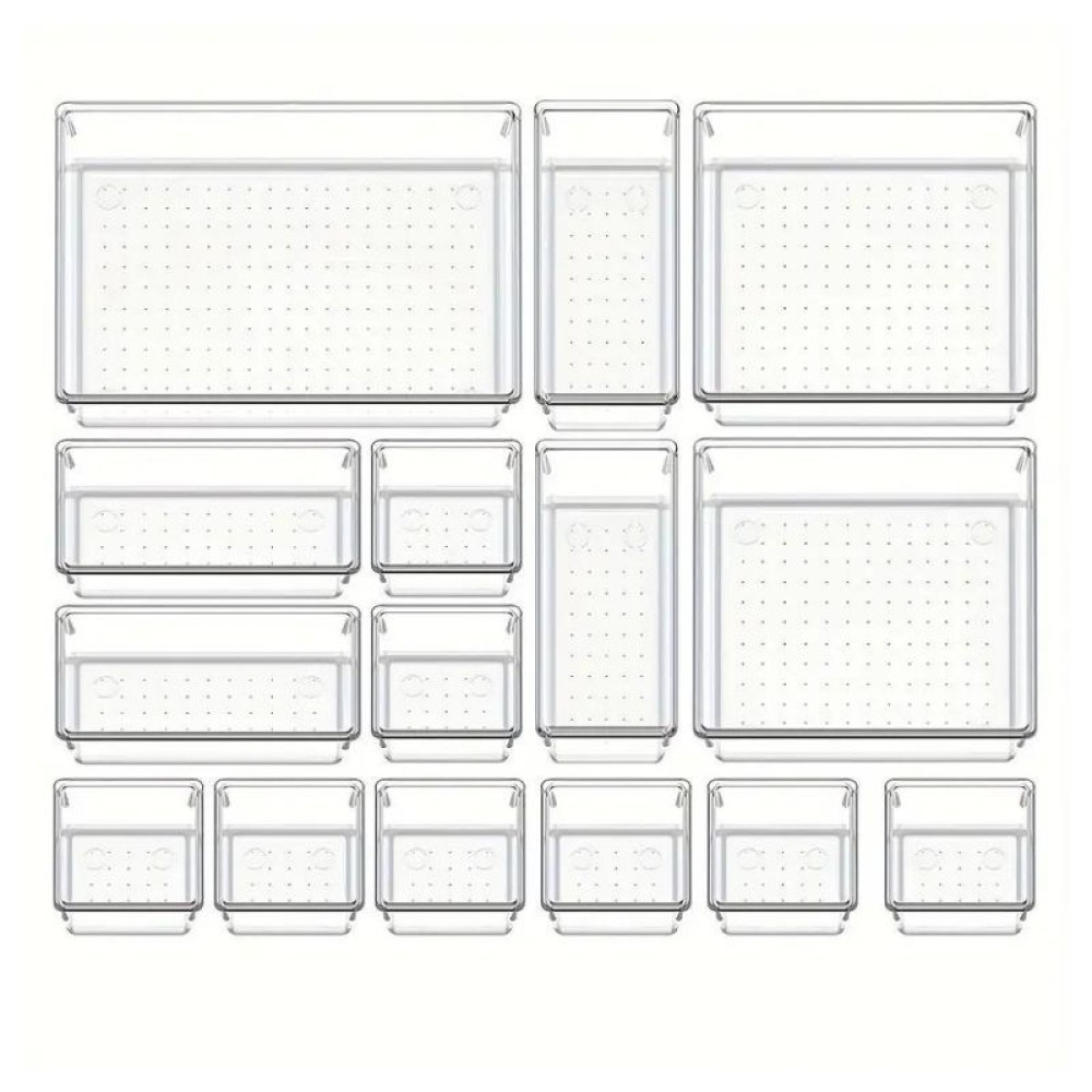 13pcs Clear Plastic Drawer Organizers