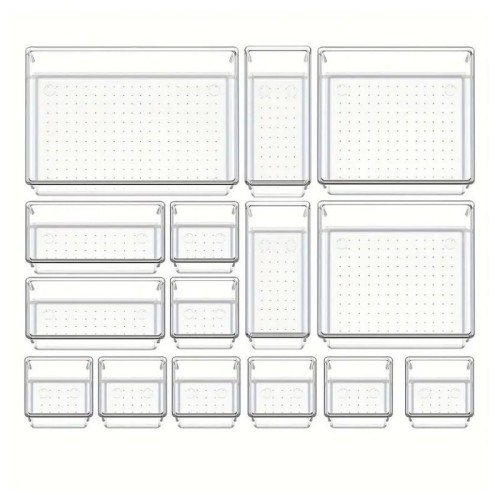 13pcs Clear Plastic Drawer Organizers