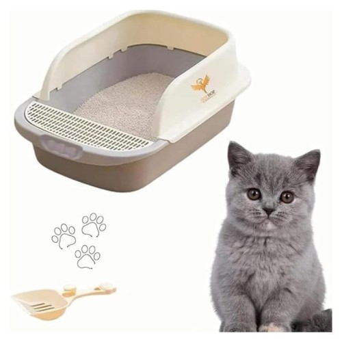 Anti-Splashing Cat Litter Box with Cleaning Scoop