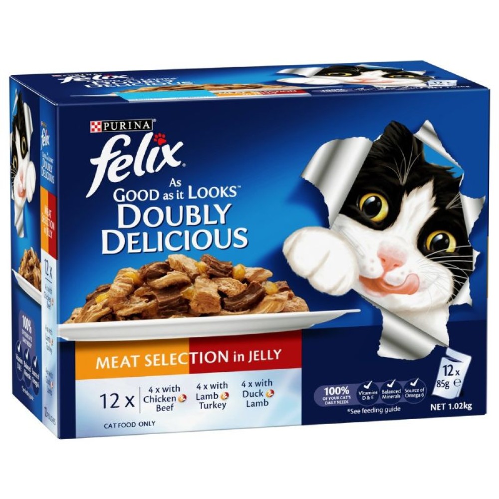 FELIX Adult Meaty Selection in Jelly – 12 x 85g Tender & Nutritious Cat Food