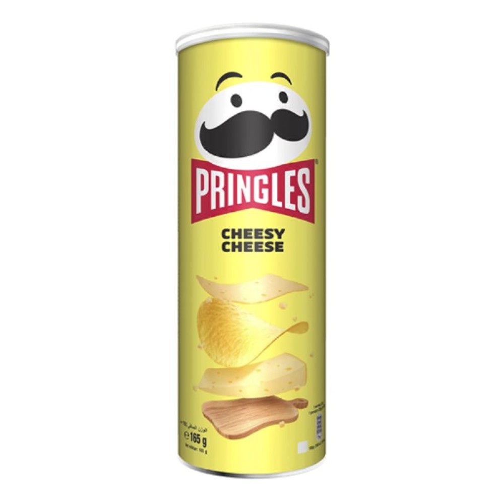 Pringles Cheesy Cheese 165g - Bold and Cheesy Potato Crisps in Resealable Can