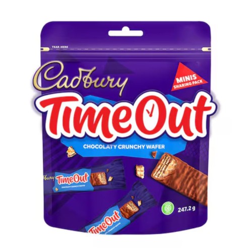 Cadbury Timeout Minis – Crunchy Wafer Bars in Milk Chocolate, 247.2g Pack