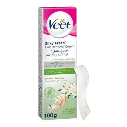 Veet Hair Removal Cream Silk and Fresh for Dry Skin -Smooth, Moisturized 100g