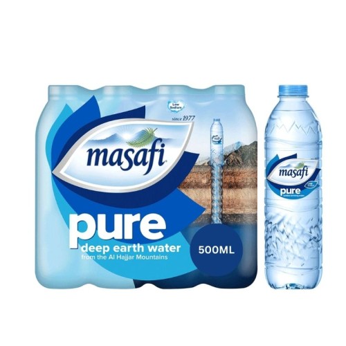 Masafi Pure Water 500ml x 12 Bottles | Natural Spring Water for Fresh