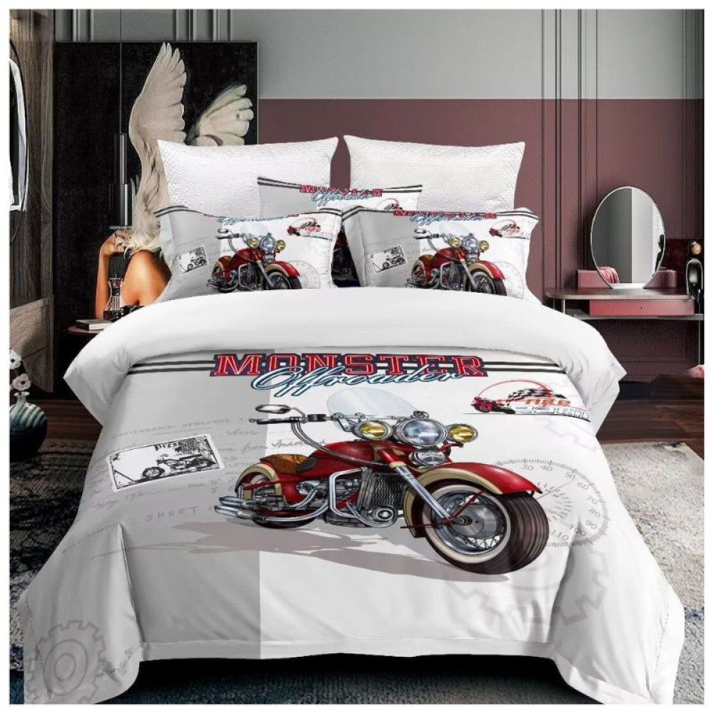 Motorcycle Duvet Cover Set | Bold & Adventure-Themed Bedding