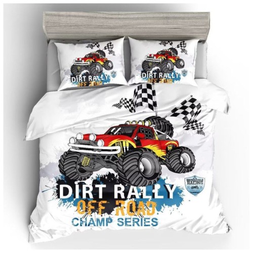 Kids Dirt Rally Monster Truck Duvet Cover Set | Bold & Adventurous Bedding