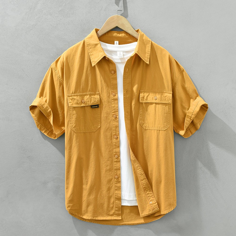 Men's Retro Cargo Shirt Jacket, Cotton Safari Style Casual Workwear