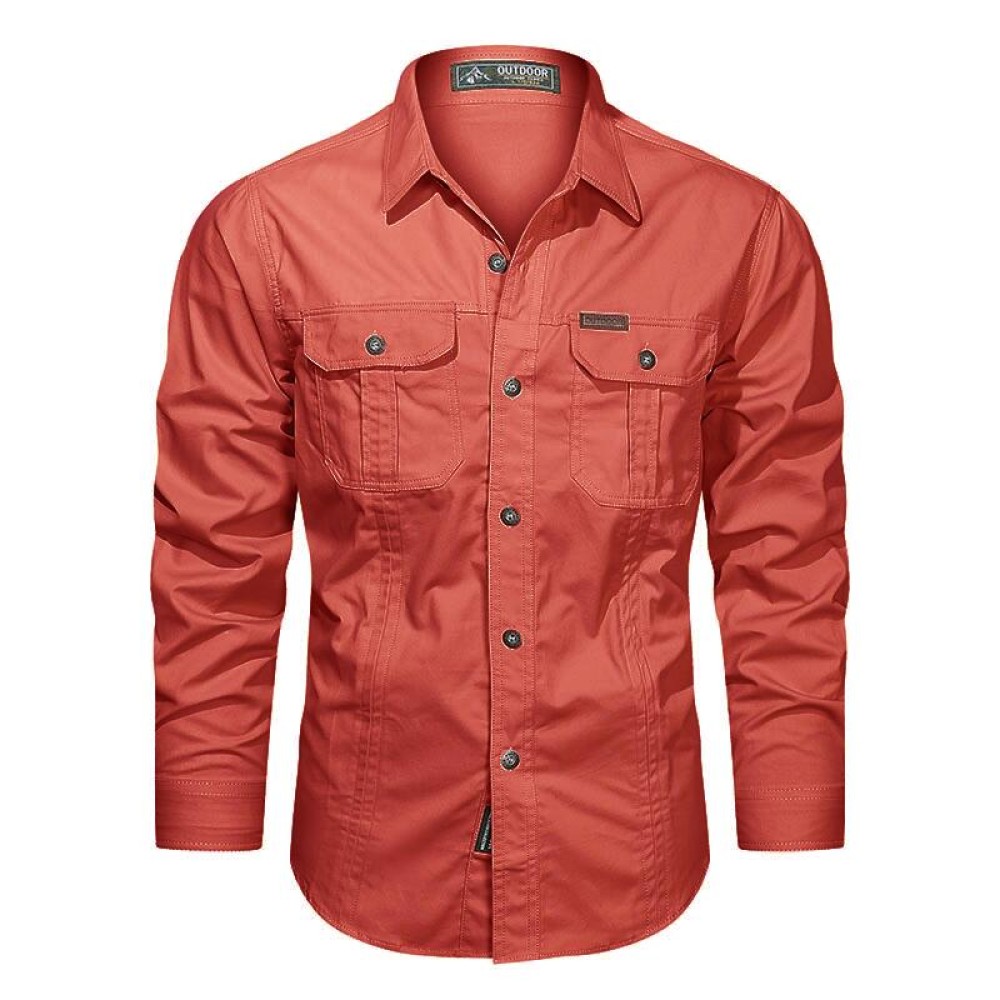 100% Cotton Cargo Shirt for Men | Long Sleeve, 2 Pocket, Outdoor Casual High-Quality Military Overshirt