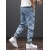 Spring/Summer Black & Blue Cargo Jeans for Men | Streetwear Denim Jogger Pants, Baggy Harem Style, Plus Size 6XL-8XL