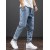 Spring/Summer Black & Blue Cargo Jeans for Men | Streetwear Denim Jogger Pants, Baggy Harem Style, Plus Size 6XL-8XL