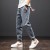 Spring/Summer Black & Blue Cargo Jeans for Men | Streetwear Denim Jogger Pants, Baggy Harem Style, Plus Size 6XL-8XL