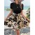 Fashion Women's Spring Summer Knitted & Chiffon Floral Patchwork Dress - Lace-Up O-Neck Elegant Vintage Dress