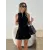 Elegant Contrasting Knit Mini Dress for Women - O-Neck Pleated Hem A-Line Dress Summer 2024