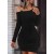 Chain Off-Shoulder Bodycon Mini Dress for Women - Autumn Winter Long Sleeve Knitted Dress