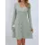 Fashion Solid Ribbed Knitted Mini Dress for Women - Button Long Sleeve A-Line Autumn Dress 2023