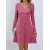 Fashion Solid Ribbed Knitted Mini Dress for Women - Button Long Sleeve A-Line Autumn Dress 2023