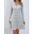 Fashion Solid Ribbed Knitted Mini Dress for Women - Button Long Sleeve A-Line Autumn Dress 2023