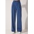 Happiness İstanbul Women's Cream/Blue/Black Pleated Wide Leg Trousers with Belt Loops