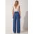 Happiness İstanbul Women's Cream/Blue/Black Pleated Wide Leg Trousers with Belt Loops