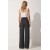 Happiness İstanbul Women's Cream/Blue/Black Pleated Wide Leg Trousers with Belt Loops