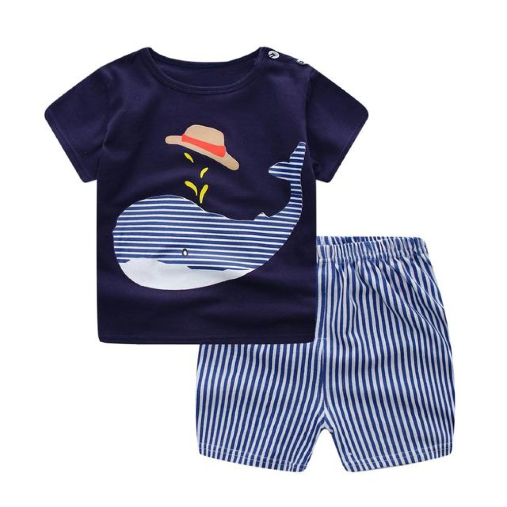 Whale Print Toddler 2-Piece Cotton Outfit – T-shirt & Shorts for Boys