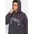 Fleece Hooded Embroidered Oversize Sweatshirt in Anthracite Gray