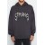 Fleece Hooded Embroidered Oversize Sweatshirt in Anthracite Gray