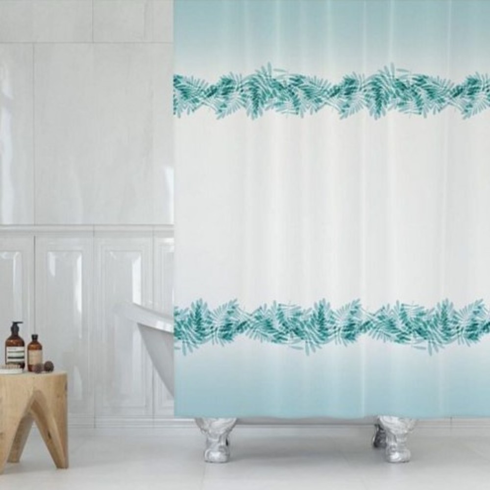 Tropikhome 180x200cm Tropical Patterned Bathroom Curtain - C-Ring Gift