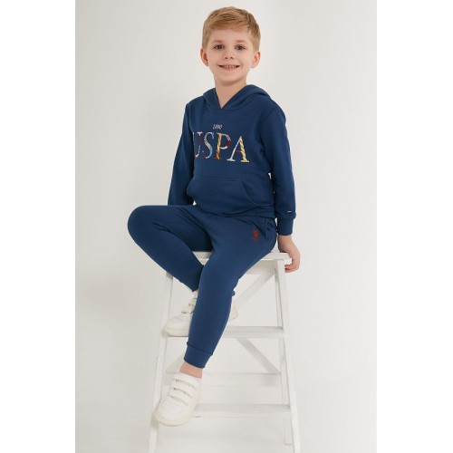 U.S. Polo Assn. Boys' Flat Navy Blue Tracksuit Set – 2-Piece Casual Outfit