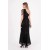 HOX's Scarlet One-Shoulder Maxi Dress - Black Sequin Fishnet Evening Gown