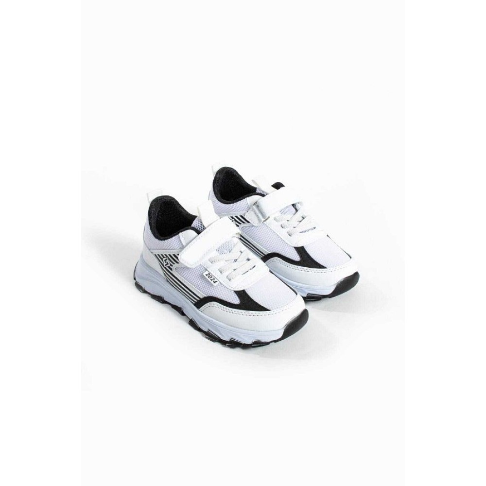 GAK RUN Unisex Kids White Velcro Elastic Casual Sneaker - Orthopedic Sole