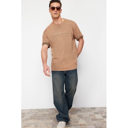 Pale Effect Text Printed Oversize Cotton T-Shirt | Trendy Casual Wear