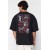 Black Oversize Back Printed Cotton T-Shirt – Crew Neck, Short Sleeve